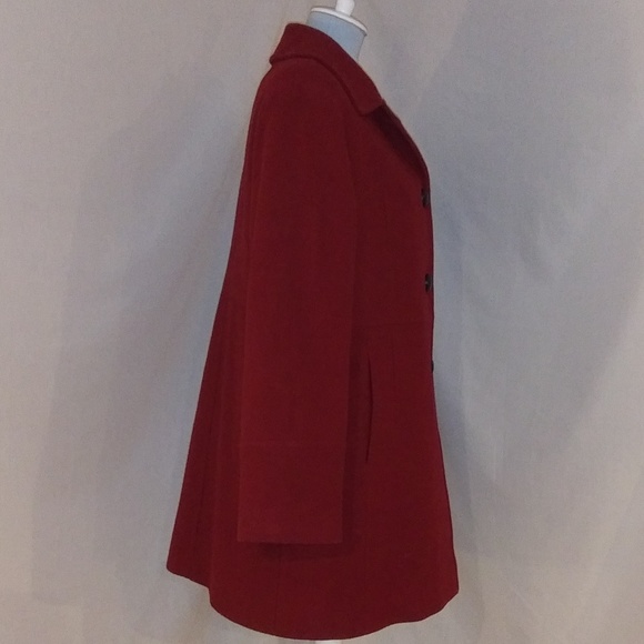 London Fog Women's Red Winter Pea Coat - Picture 5 of 8